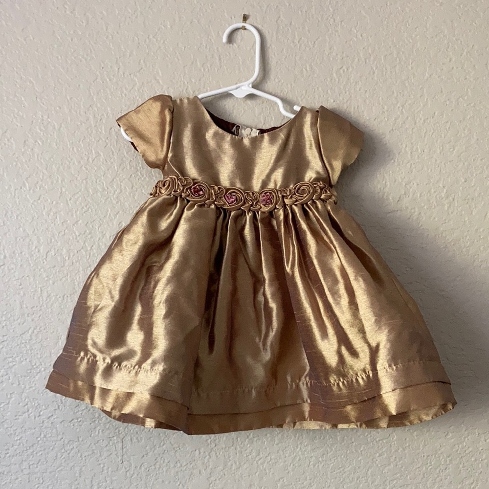Good Girl Gold Dress with Floral Waist Bonnet USA